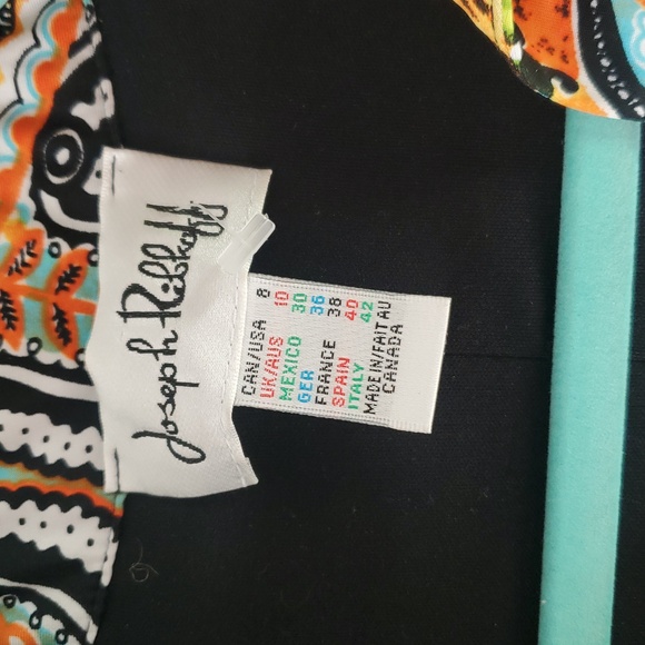 Joseph Ribkoff Black Dress with Orange and Blue Accents - Picture 2 of 4